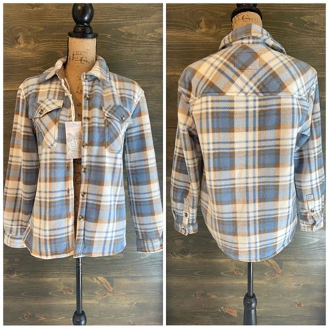 Sage Jackets And Coats Sage Plush Shirt Shacket Womens Blue Plaid Heavy Weight Jacket Nwt