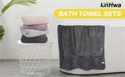 KinHwa Bath Towel Set Soft And Plush 100 Microfibre Bathroom Towels