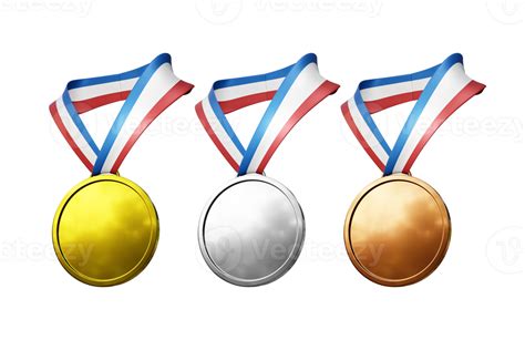 3d Rendering Simple Gold Silver Bronze Medal Necklace Icon Perspective