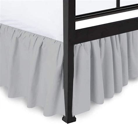 Buy Ruffled Bed Skirt with Split Corners - Light Grey, King BedSkirt, Gathered Style Easy Fit up ...