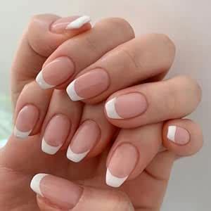 Amazon White French Tip Press On Nails Short Coffin Nails Press Ons Nude Fake Nails Full