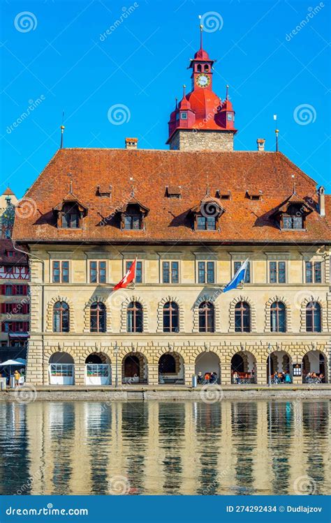 Town Hall in the Old Town of Luzern, Switzerland Stock Photo - Image of ...