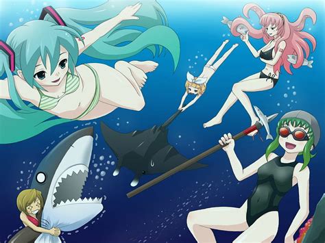 Journ Es De Natation Megurine Luka Shark Meiko Kagamine Rin