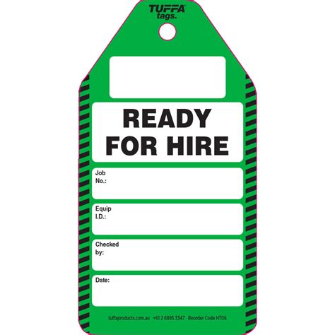 Ready For Hire Tags Packs Of 100 Tuffa Products