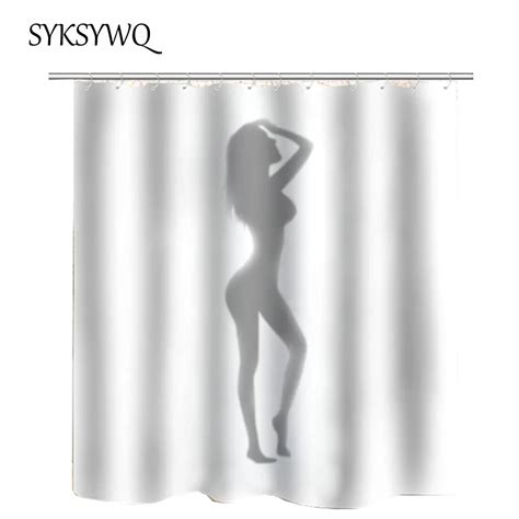 White Shower Curtain Woman Curtains For Bathroom Shower Shadow Bathing