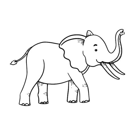 Ilustración de contorno de elefante dibujado a mano Vector Gratis