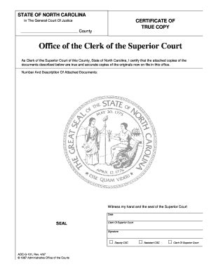 Fillable Online Nccourts Office Of The Clerk Of The Superior Court