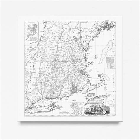 Vintage New England Map East Coast Map Massachusetts New Etsy