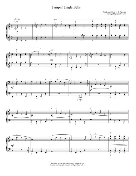 Jumpin Jingle Bells Sheet Music Jennifer Linn Piano Solo