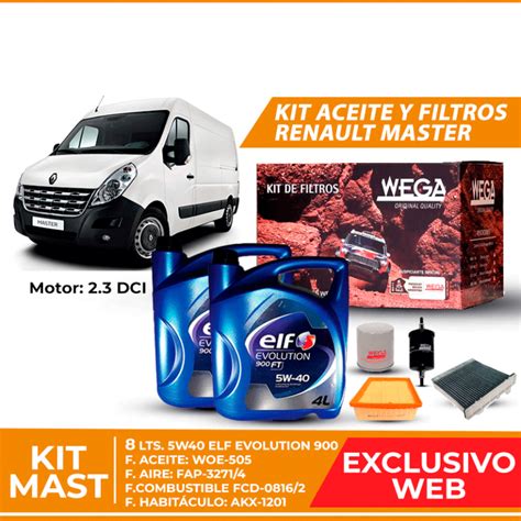 Kit Cambio De Aceite Y Filtros Para Renault Master Lubritodo