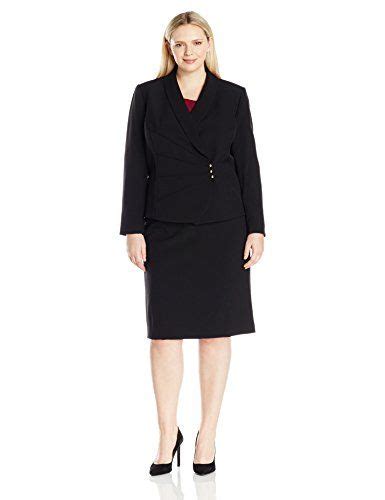 Tahari By Arthur S Levine Women S Plus Size Crepe Skirt Suit With Side