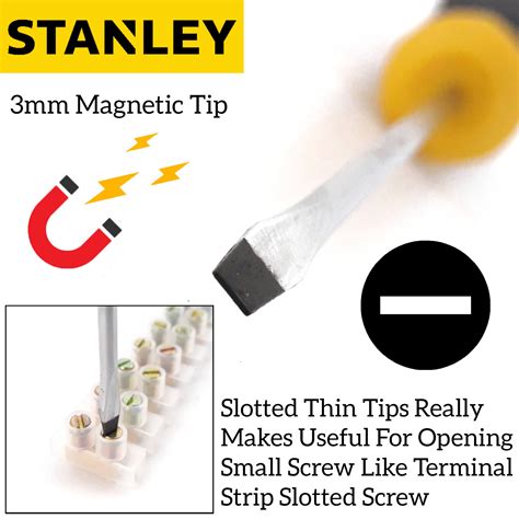 Stanley Mm Thin Slotted Magnetic Screwdriver For Diy Home Electrical