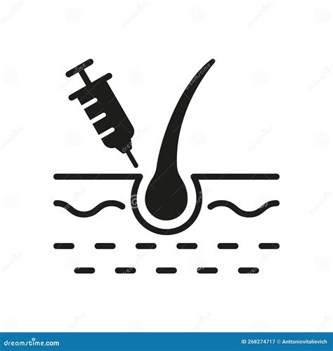 Hair Prp Therapy Silhouette Icon. Mesotherapy for Health Hair Black