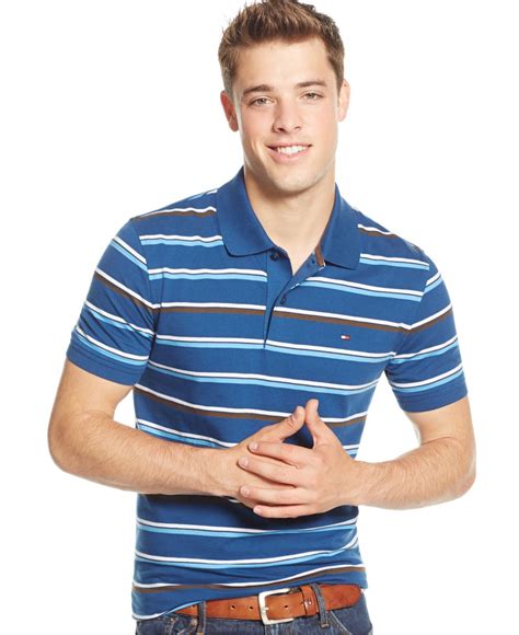 Tommy Hilfiger Striped Polo Shirt In Blue For Men Catalonia Blue Lyst