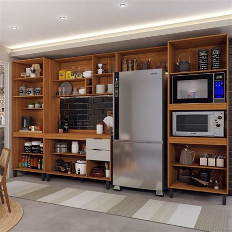 Cozinha Completa Sophia Portas Gavetas Marrom Nude Panorama M Veis