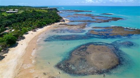 Vista A Rea Da Praia Do Espelho Porto Seguro Bahia Brasil Piscinas