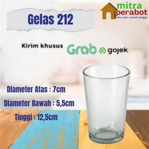 Jual Gelas Kaca Polos Gelas Beling Bening Gelas Minum Teh Jus Kopi 212