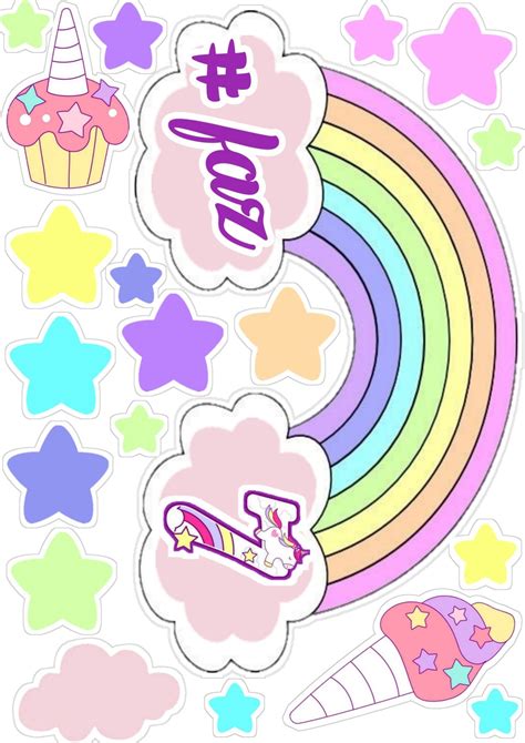 An Image Of Stickers With Rainbows And Stars