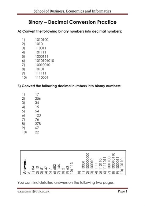 Binary Conversion Practice Worksheet Martin Lindelof