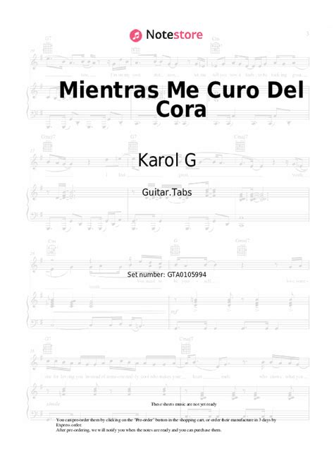 Mientras Me Curo Del Cora Tabs Guitar Karol G In Note Store