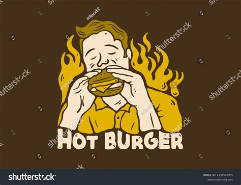 Illustration Drawing Design Man Eating Burger Stock Vector (Royalty ...