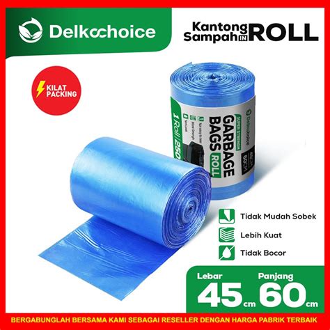 Jual Kantong Plastik Sampah Roll Biru Jumbo Trash Bag Delkochoice