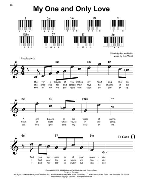 My One And Only Love by Robert Mellin Sheet Music for Super Easy Piano