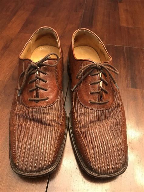 Mens Mercanti Fiorentini Leather Dress Shoessz 95 Usbasket Weave Ebay