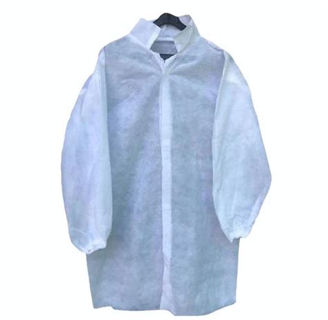 White Non Woven Zip Closure Disposable Lab Coat For Laboratory Dry