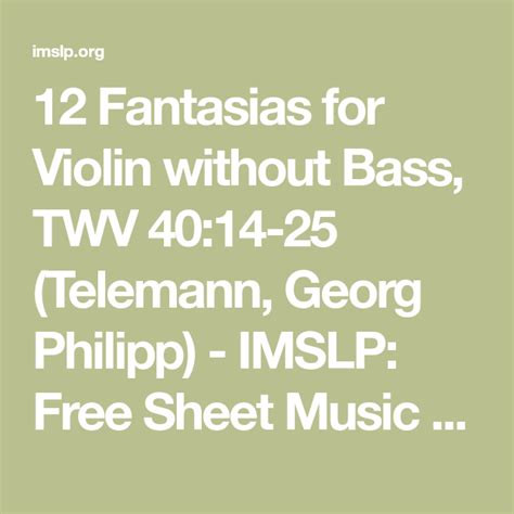 Fantasias For Violin Without Bass Twv Telemann Georg