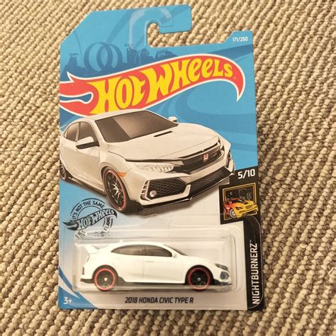 Hot Wheels 2018 Honda Civic Type R White Night Burnerz Long Etsy