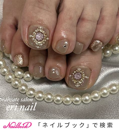 春 オールシーズン フット ビジュー フラワー 名古屋市天白区 自宅ネイルサロン eri nailのネイルデザイン No 8645888