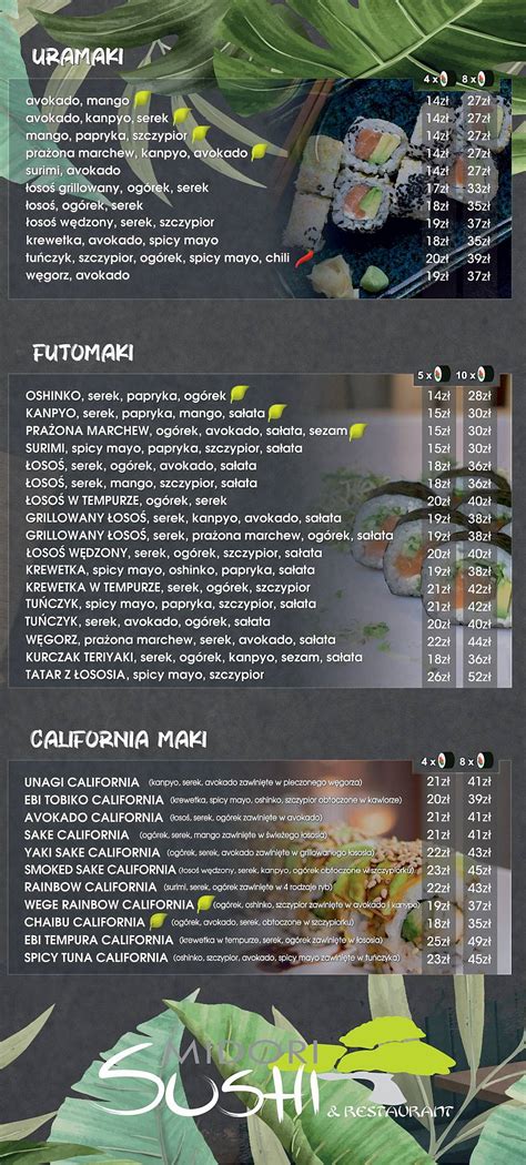 Menu At Midori Sushi Restauracja Azjatycka Ostrowiec Wi Tokrzyski