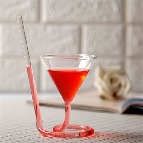 Cocktail Glass Creative Screw Spiral Straw Molecule Wine Glass Champagne Goblet Party Bar