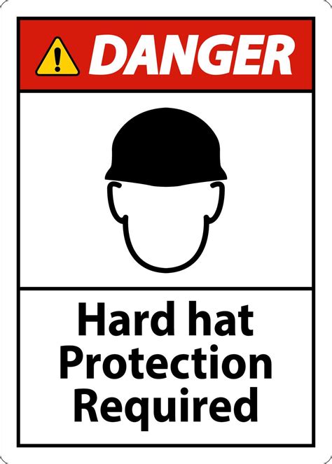 Danger Hard Hat Protection Required Sign On White Background 10815253