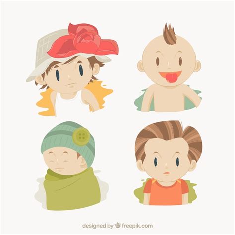 Lindos niños dibujados a mano Vector Gratis