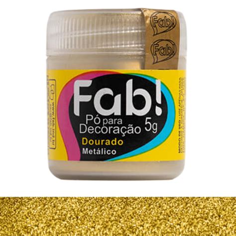 Pó Para Decoração Dourado - Pó para Decoração Dourado 5g Fab - Efeito Metálico Brilhante para ...