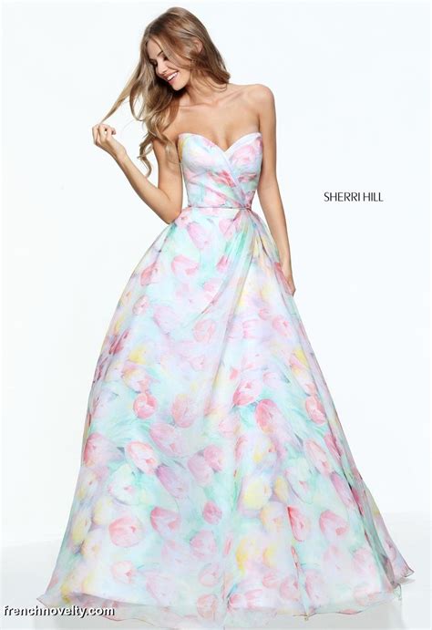 Sherri Hill 50934 Subtle Floral Print Prom Dress French Novelty