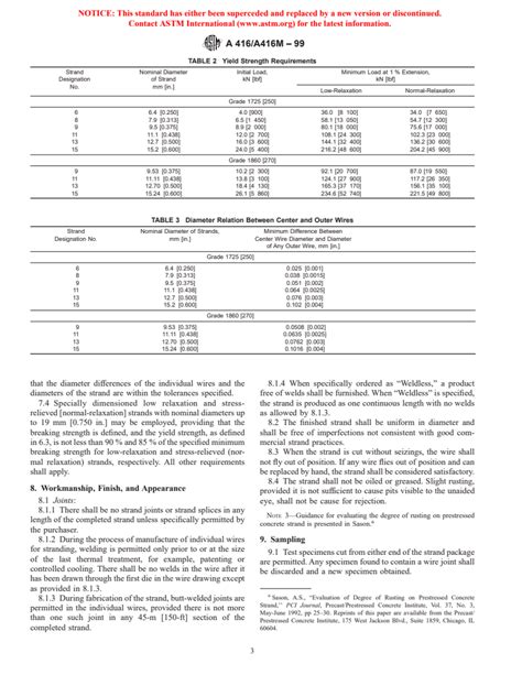 ASTM A416 A416M 99 Standard Specification For Steel Strand Uncoated