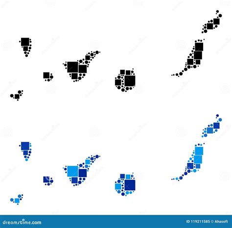 Dot Canarian Spain Islands Map With Blue Version Stock Vector