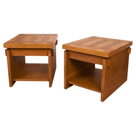 Pair Mid Century Lane Brutalist End Tables Nightstands For Sale At 1stdibs