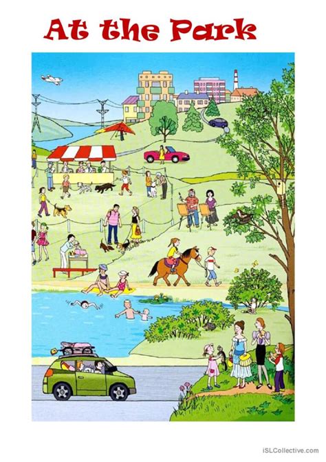 At The Park Picture Description Gene English Esl Worksheets Pdf Doc