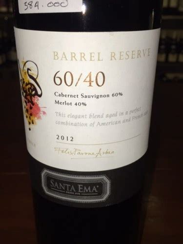 Santa Ema Barrel Reserve 60 40 Cabernet Sauvignon Merlot Vivino