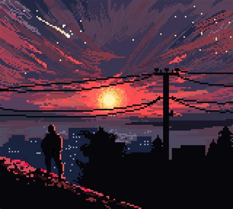 My first pixel art (from a photo reference) inspired by the falling ...