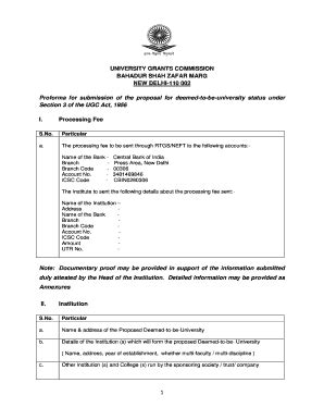 Fillable Online Proforma For Submission Of The Proposal For Deemed To