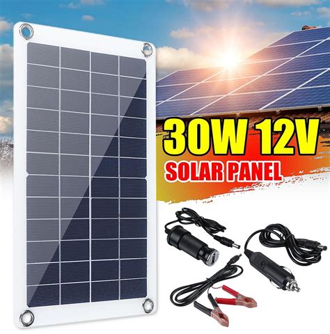 12v 30w Portable Solar Panel Car Van Boat Caravan Camper Trickle Battery Charger - Walmart.com