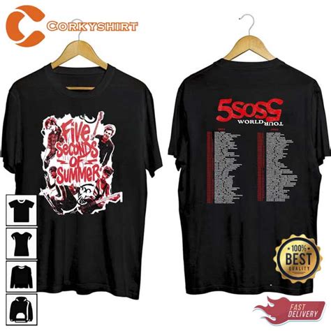 5 Seconds Of Summer World Tour 2023 2024 Tshirt 5sos Fan - Corkyshirt