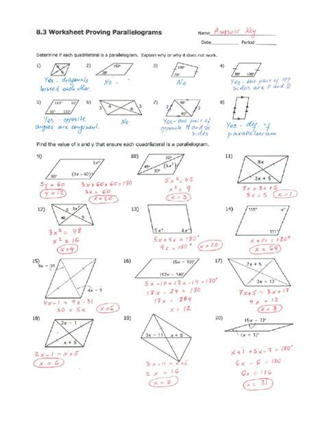 Parallelogram Worksheet With Answers - Worksheets Library