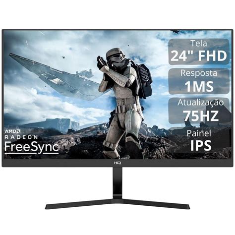 Monitor 24 Polegadas Gamer - Monitor Gamer Hq 24 Polegadas Full HD, 1ms, 75hz, Ips, Amd Freesync ...