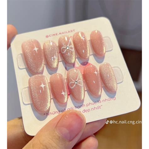 Nailbox mắt mèo gắn nơ thừng HOT SALE Nail box thiết kế Shopee Việt Nam